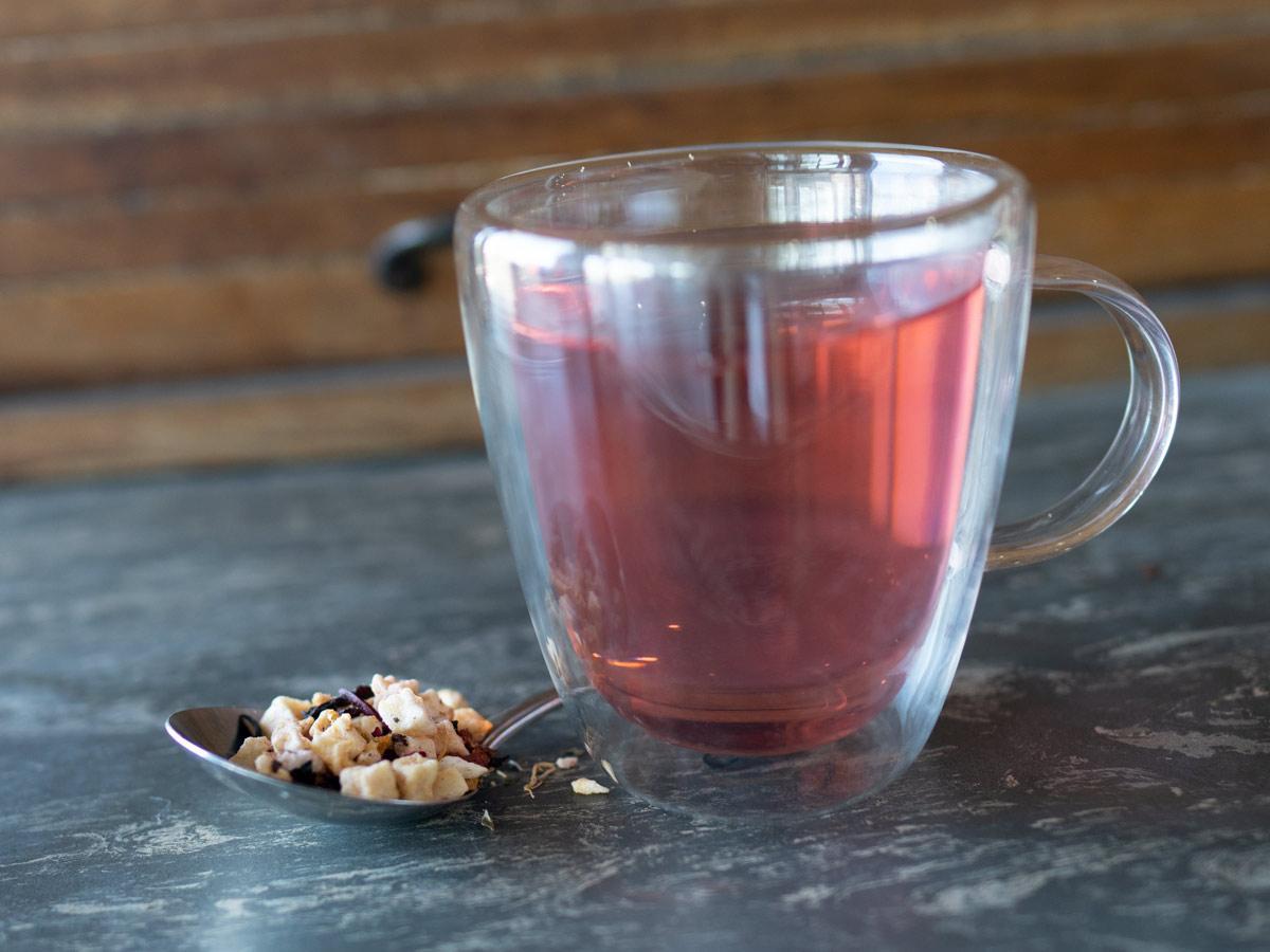 Dragon Fruit Hibiscus Medley brewed hot - Hackberry Tea