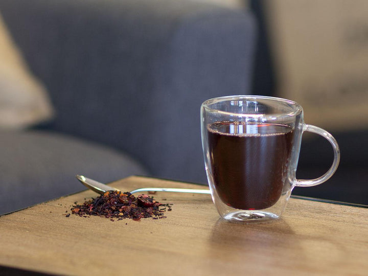 Hibiscus Cranberry Cherry Tea Brewed as Hot Tea from Hackberry Tea