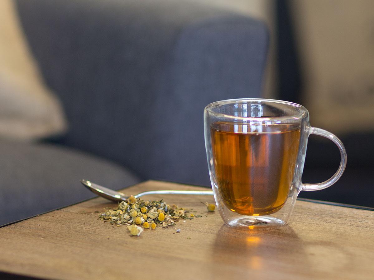 Relaxing Mint Camomile Tea Brewed as Hot Tea from Hackberry Tea