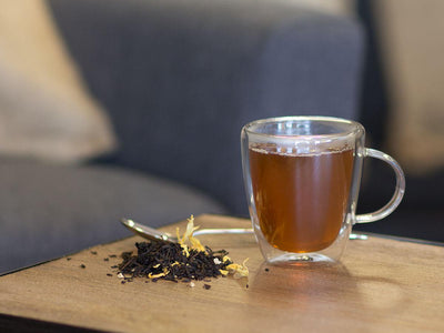 Ginger Peach Black Tea Brewed as Hot Tea from Hackberry Tea