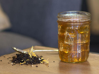 Ginger Peach Black Tea Brewed as Iced Tea from Hackberry Tea