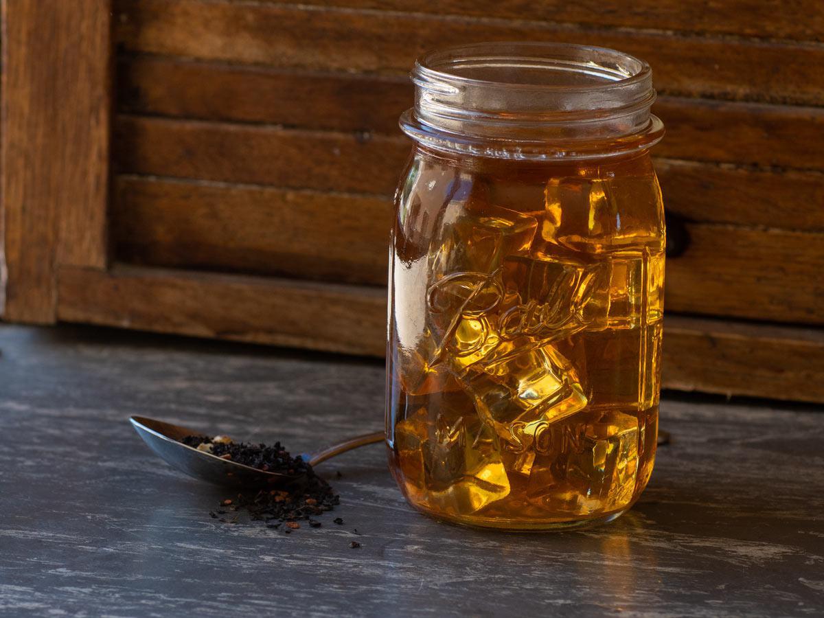 Sugar Pecan Tea Brewed as Iced Tea from Hackberry Tea