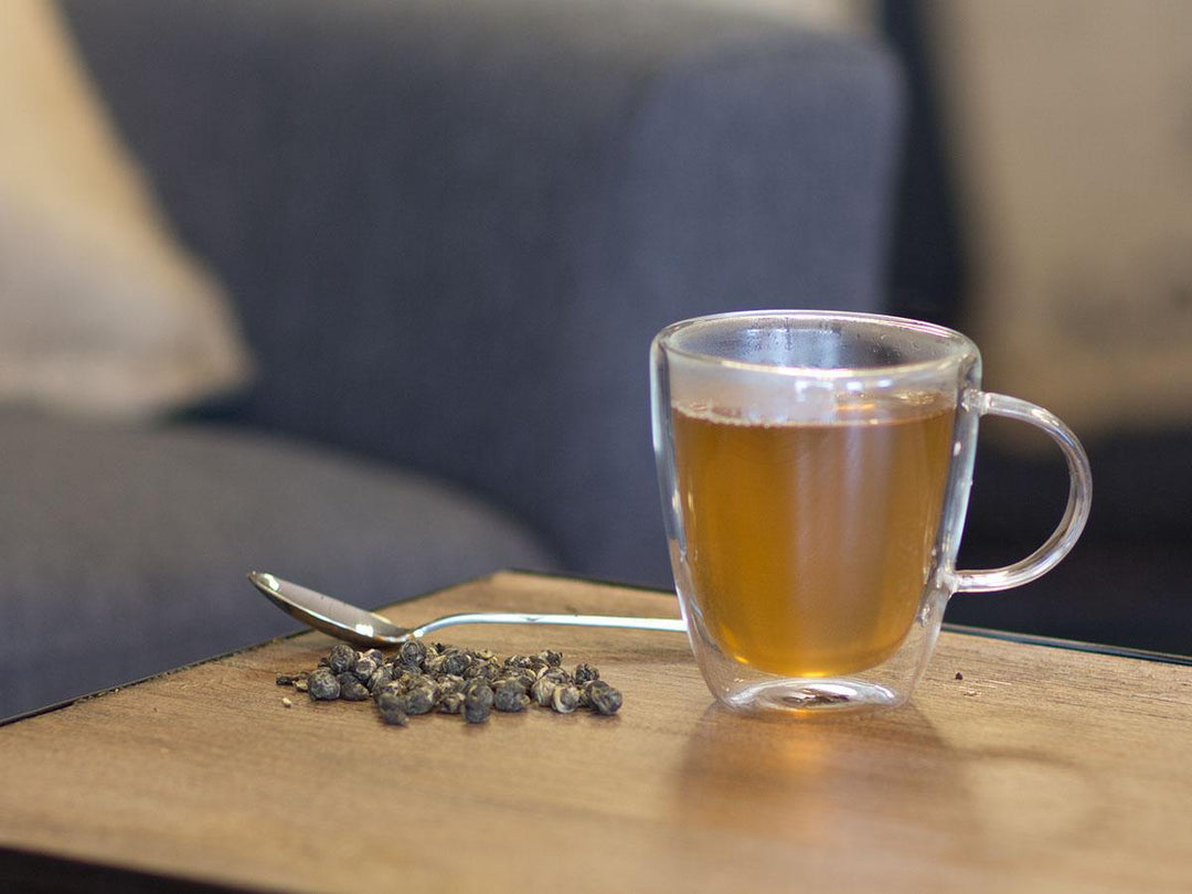 Jasmine Love Pearls Tea Brewed as Hot Tea from Hackberry Tea