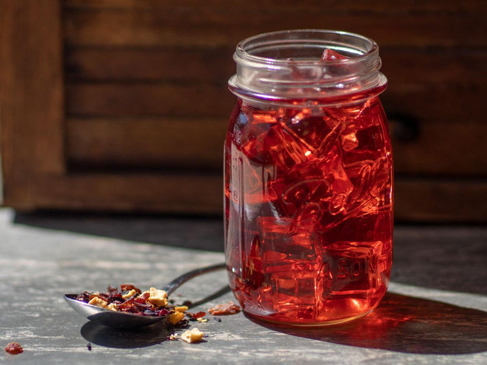 Piña Colada Mocktail Tea Brewed as Iced Tea from Hackberry Tea