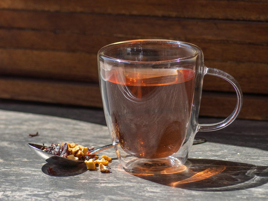 Sweet Cherry Pie Tea Brewed as Hot Tea from Hackberry Tea