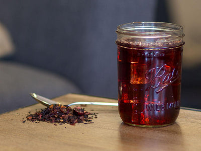 Hibiscus Cranberry Cherry Tea Brewed as Iced Tea from Hackberry Tea