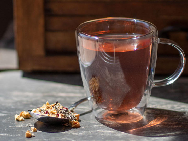 Watermelon Refresher Tea Brewed as Hot Tea from Hackberry Tea