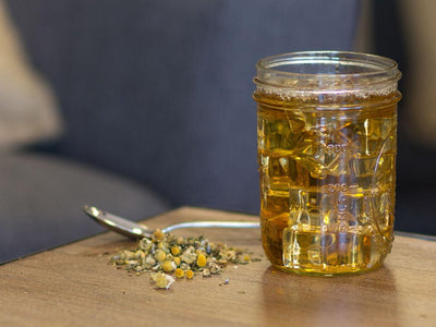 Relaxing Mint Camomile Tea Brewed as Iced Tea from Hackberry Tea
