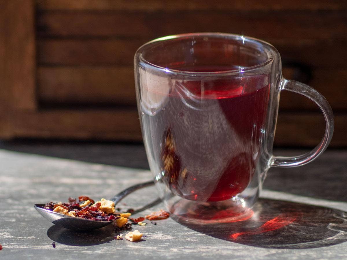 Piña Colada Mocktail Tea Brewed as Hot Tea from Hackberry Tea