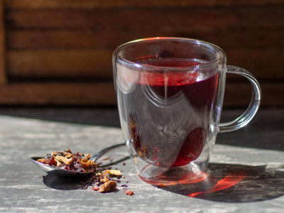 Blood Orange Hibiscus Tea Brewed as Hot Tea from Hackberry Tea