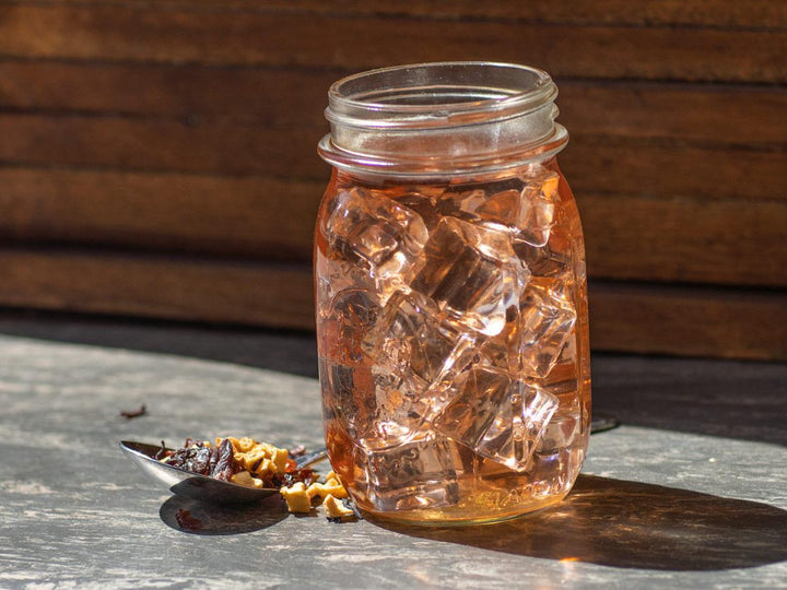 Sweet Cherry Pie Tea Brewed as Iced Tea from Hackberry Tea