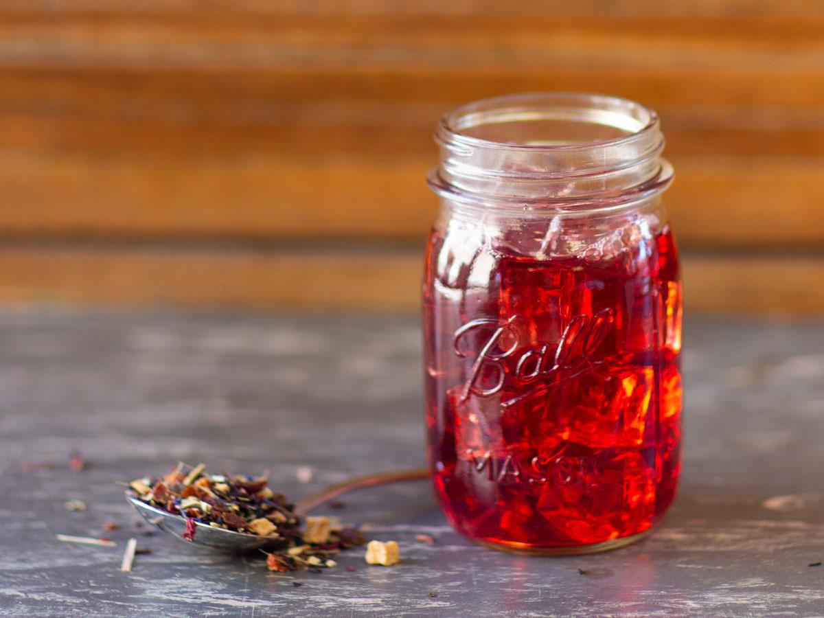 Elderberry Tart Tea Brewed as Iced Tea from Hackberry Tea
