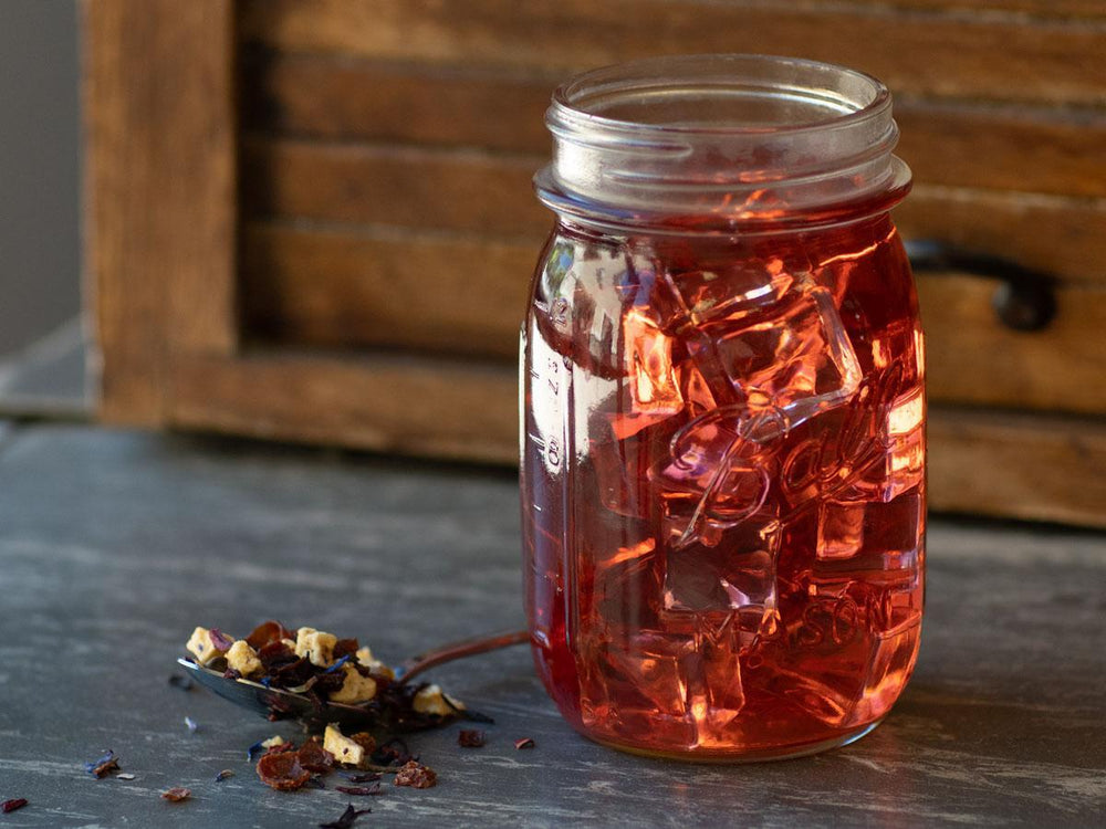 Mixed Berry Crème Tea Brewed as Iced Tea from Hackberry Tea