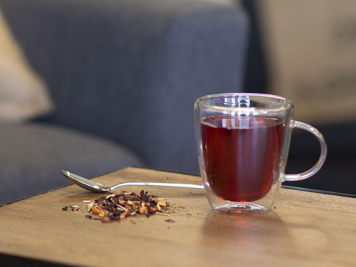 Hibiscus Fruit Punch brewed hot - Hackberry Tea
