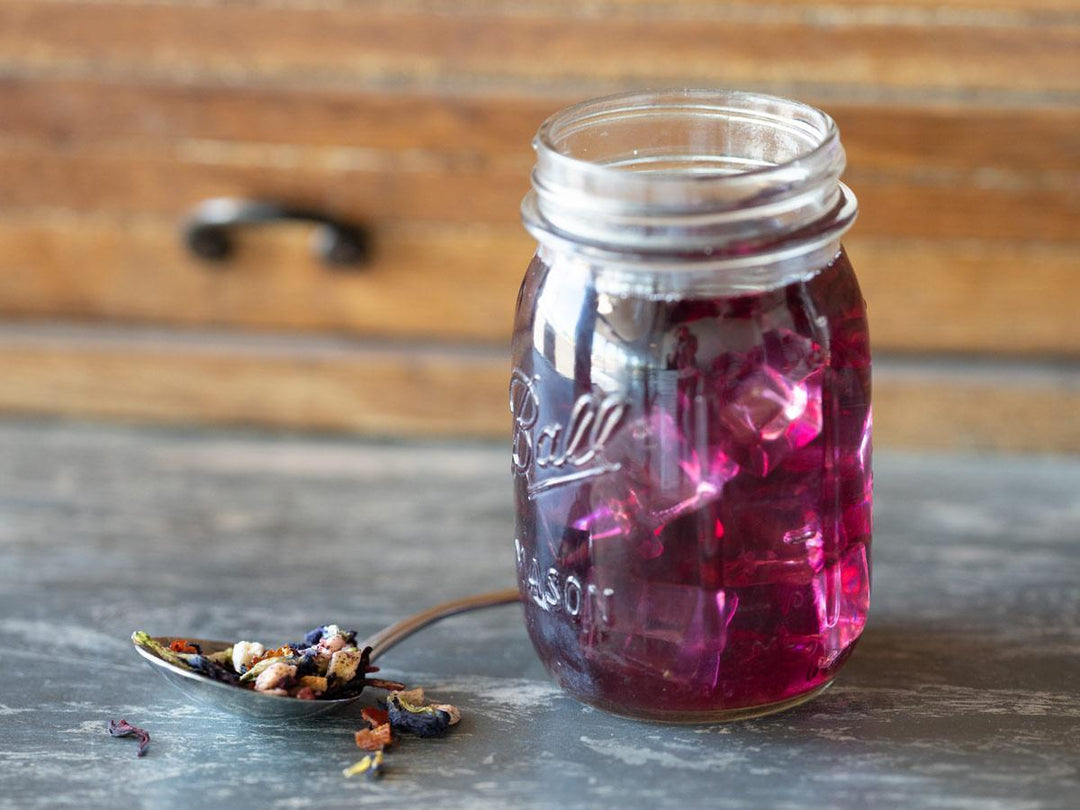 Hibiscus Purple Papaya brewed iced - Hackberry Tea
