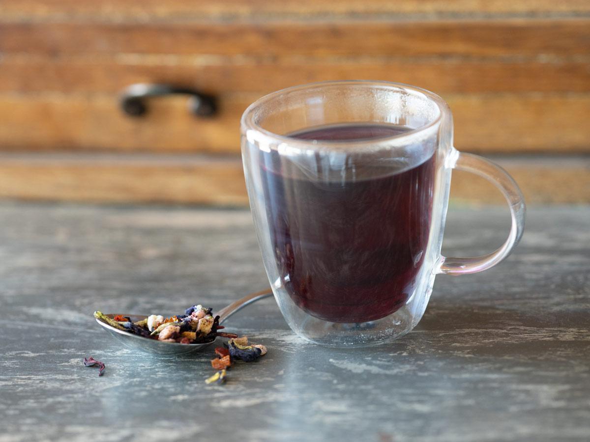 Hibiscus Purple Papaya brewed hot - Hackberry Tea
