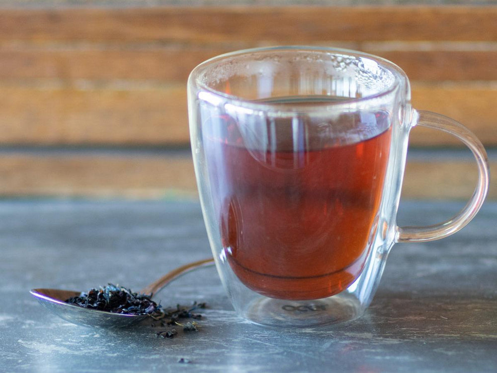 Blue Lady Black brewed hot - Hackberry Tea